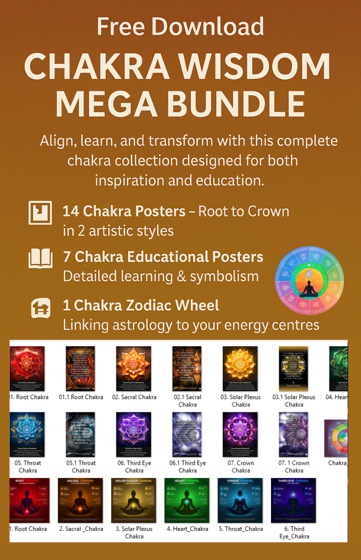 Free Download - Chakra Wisdom Mega Bundle – 22 Posters + Chakra Zodiac Wheel