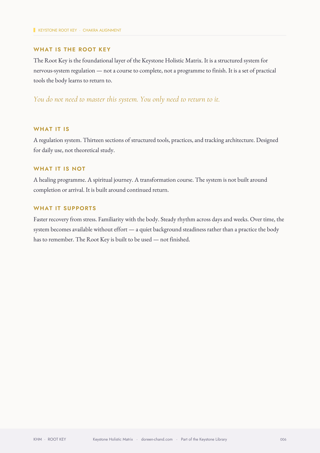 Interior page: What Is the Root Key — orientation page from the Root Key Workbook Edition