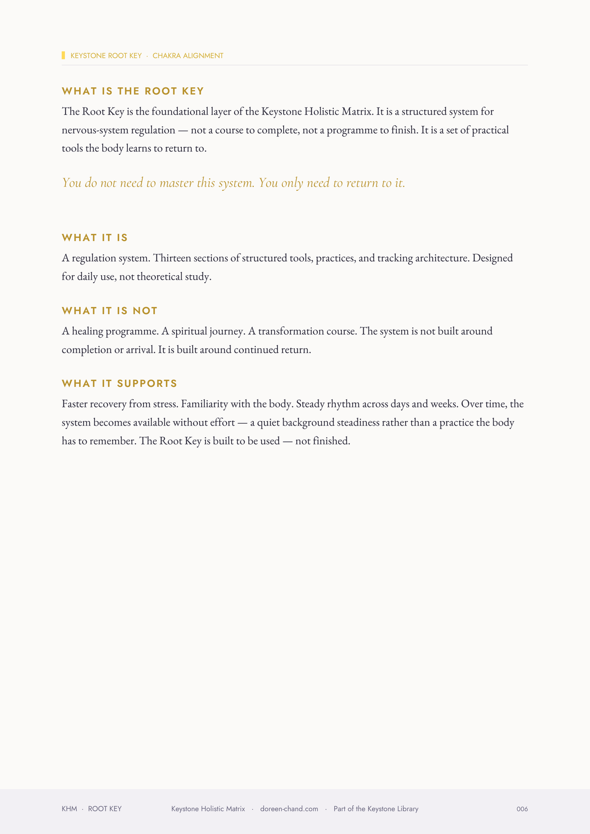 Interior page: What Is the Root Key — orientation page from the Root Key Workbook Edition